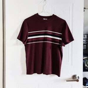 Burgundy striped ribbed t-shirt